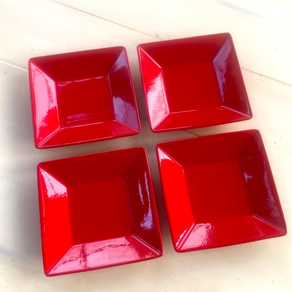 Waechtersbach Square Salad Plate ** Set of 4 ** Gently used ** Cherry Red